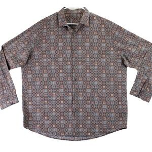 Tasso Elba Mens Geometric Print Button Down Long Sleeve Casual Shirt XXL